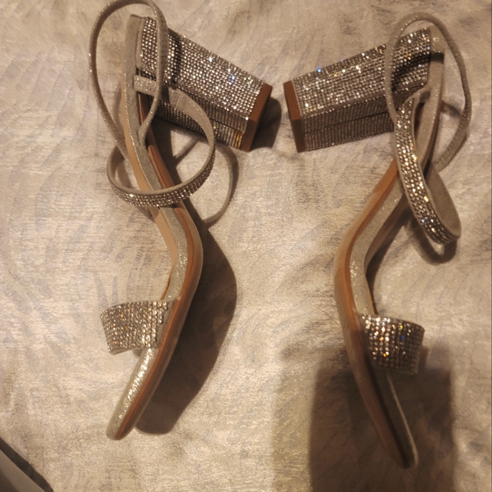 Elegant Silver Strappy Heels
